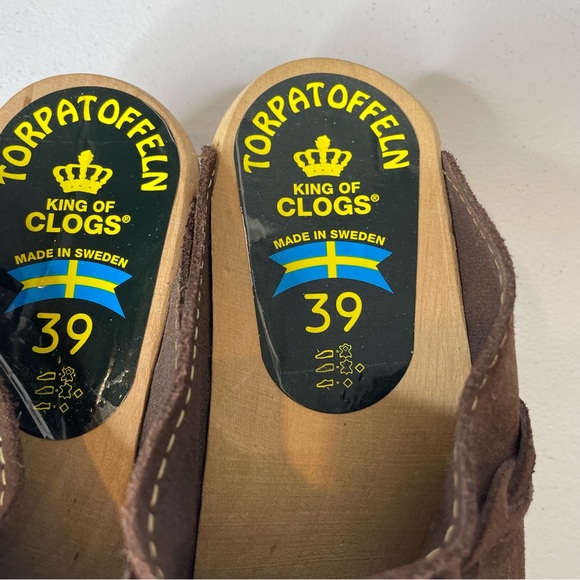 Torpatoffeln Swedish Clogs Brown Suede - Picture 6 of 11